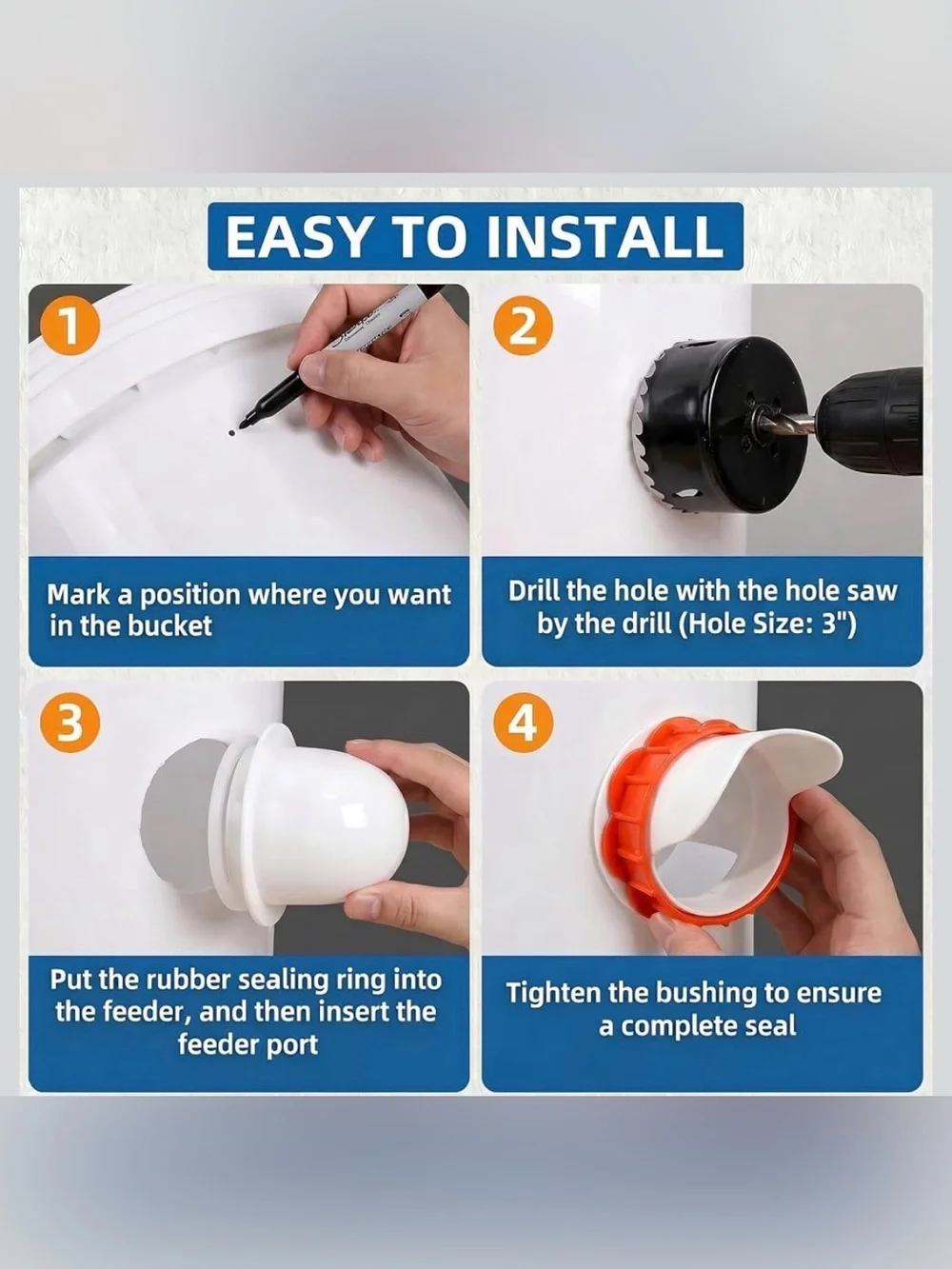 New Open Box DIY Chicken Feeder Ports, 6 Ports Chicken Feeder No Waste, DIY Kit